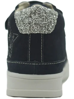 Leder-Sneakers in Dunkelblau