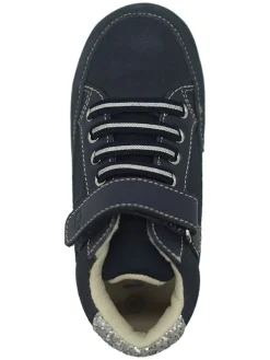 Leder-Sneakers in Dunkelblau