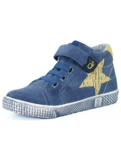 Leder-Sneakers in Dunkelblau