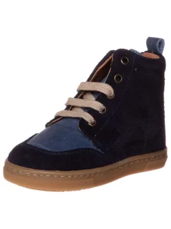 Leder-Sneakers in Dunkelblau