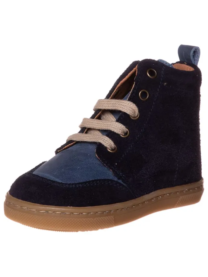 Leder-Sneakers in Dunkelblau