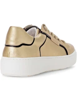 Leder-Sneakers in Gold/ Schwarz