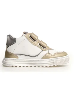 Leder-Sneakers in Gold/ Silber/ Weiß