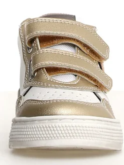 Leder-Sneakers in Gold/ Silber/ Weiß