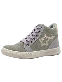 Leder-Sneakers in Grau