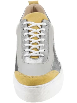 Leder-Sneakers in Grau/ Bunt