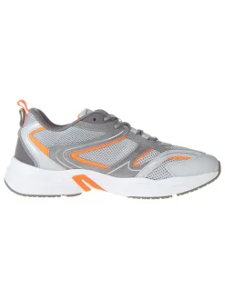 Leder-Sneakers in Grau/ Orange