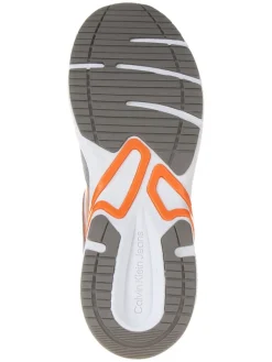 Leder-Sneakers in Grau/ Orange