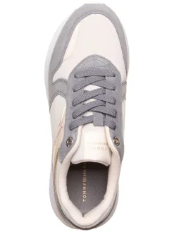 Leder-Sneakers in Grau/ Rosa