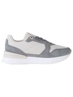 Leder-Sneakers in Grau/ Rosa