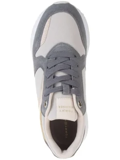 Leder-Sneakers in Grau/ Rosa