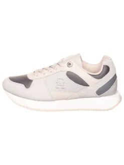 Leder-Sneakers in Grau/ Rosa