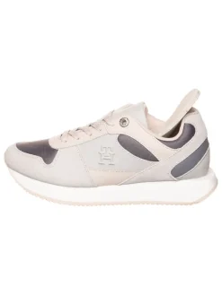 Leder-Sneakers in Grau/ Rosa