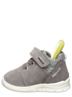 Leder-Sneakers in Grau/ Silber