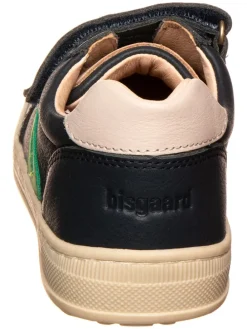 Leder-Sneakers in Grün/ Schwarz