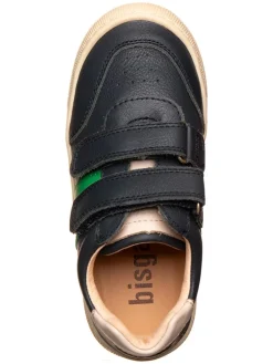 Leder-Sneakers in Grün/ Schwarz