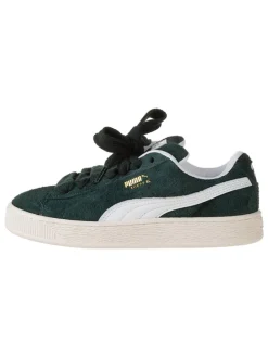 Leder-Sneakers in Grün/ Weiß