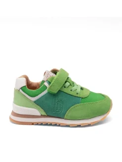 Leder-Sneakers in Grün/ Weiß