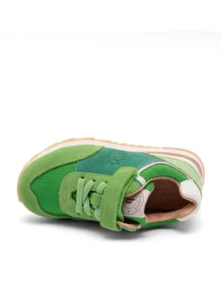 Leder-Sneakers in Grün/ Weiß