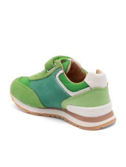 Leder-Sneakers in Grün/ Weiß