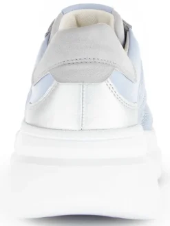 Leder-Sneakers in Hellblau/ Silber/ Grau