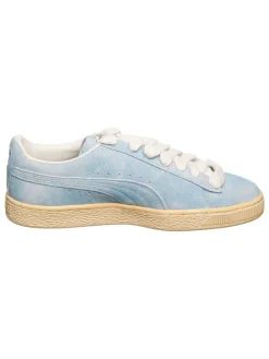 Leder-Sneakers in Hellblau