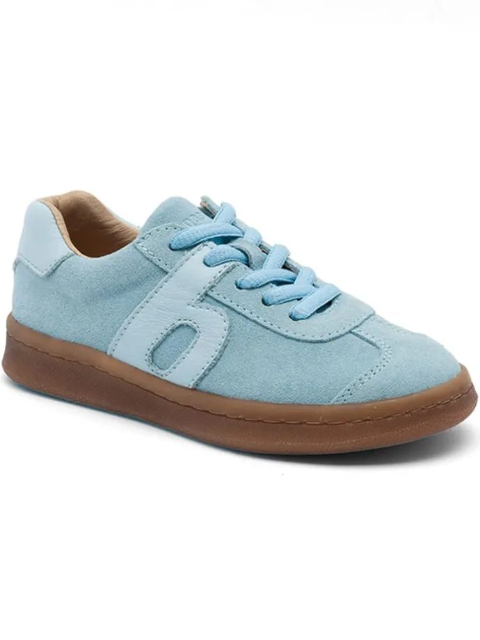 Leder-Sneakers in Hellblau