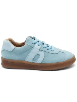 Leder-Sneakers in Hellblau
