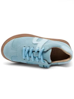 Leder-Sneakers in Hellblau
