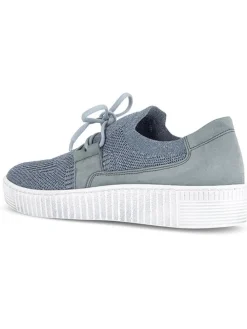 Leder-Sneakers in Hellblau