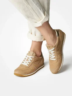 Leder-Sneakers in Hellbraun