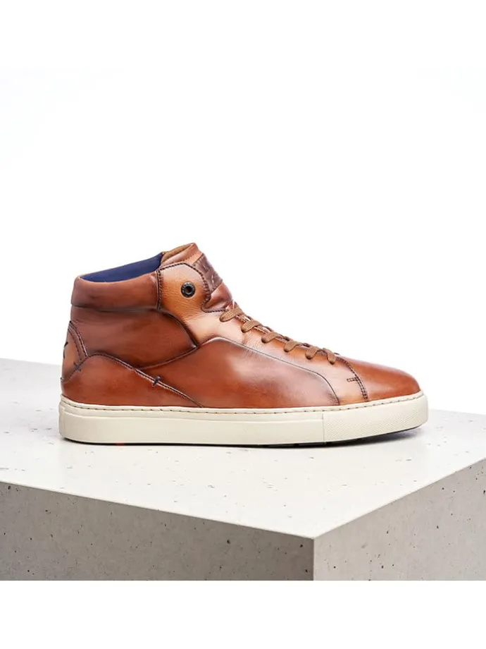 Leder-Sneakers in Hellbraun