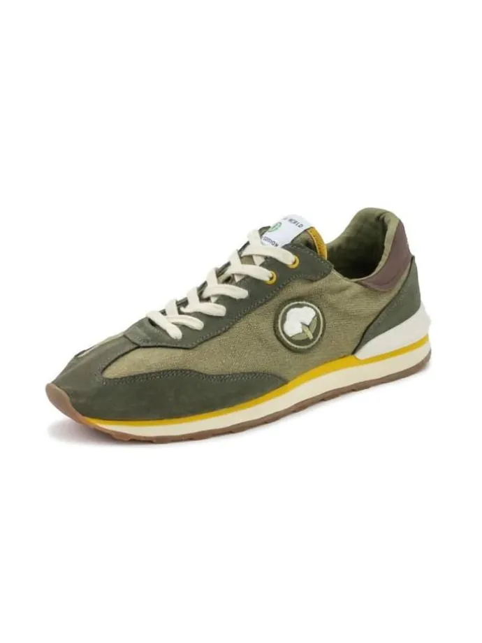 Leder-Sneakers in Khaki