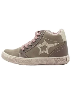 Leder-Sneakers in Khaki