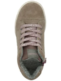Leder-Sneakers in Khaki