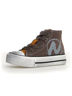 Leder-Sneakers in Khaki/ Hellbraun