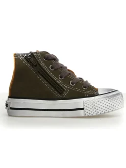 Leder-Sneakers in Khaki/ Hellbraun