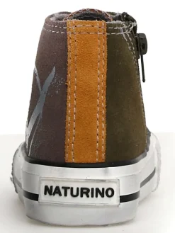 Leder-Sneakers in Khaki/ Hellbraun