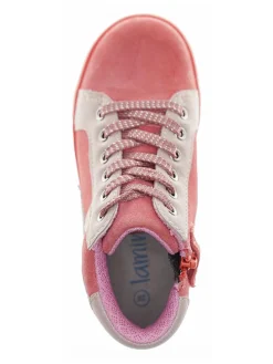 Leder-Sneakers in Koralle