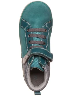 Leder-Sneakers in Petrol