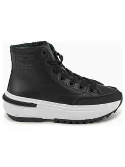 Leder-Sneakers in Schwarz