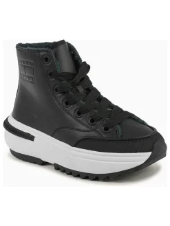 Leder-Sneakers in Schwarz