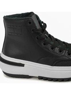 Leder-Sneakers in Schwarz