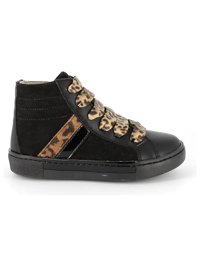 Leder-Sneakers in Schwarz