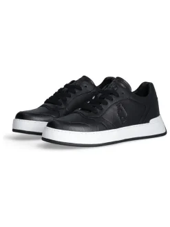 Leder-Sneakers in Schwarz
