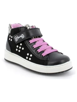 Leder-Sneakers in Schwarz/ Rosa