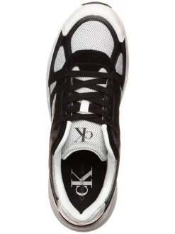 Leder-Sneakers in Schwarz/ Weiß