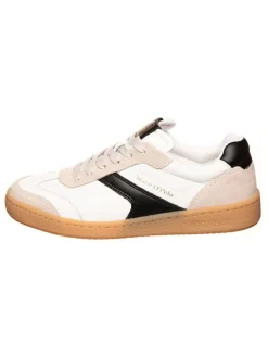 Leder-Sneakers in Schwarz/ Beige/ Weiß