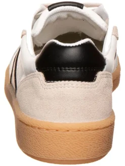 Leder-Sneakers in Schwarz/ Beige/ Weiß