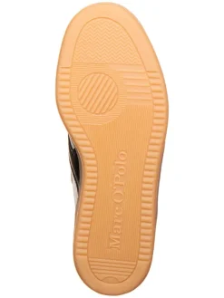 Leder-Sneakers in Schwarz/ Beige/ Weiß